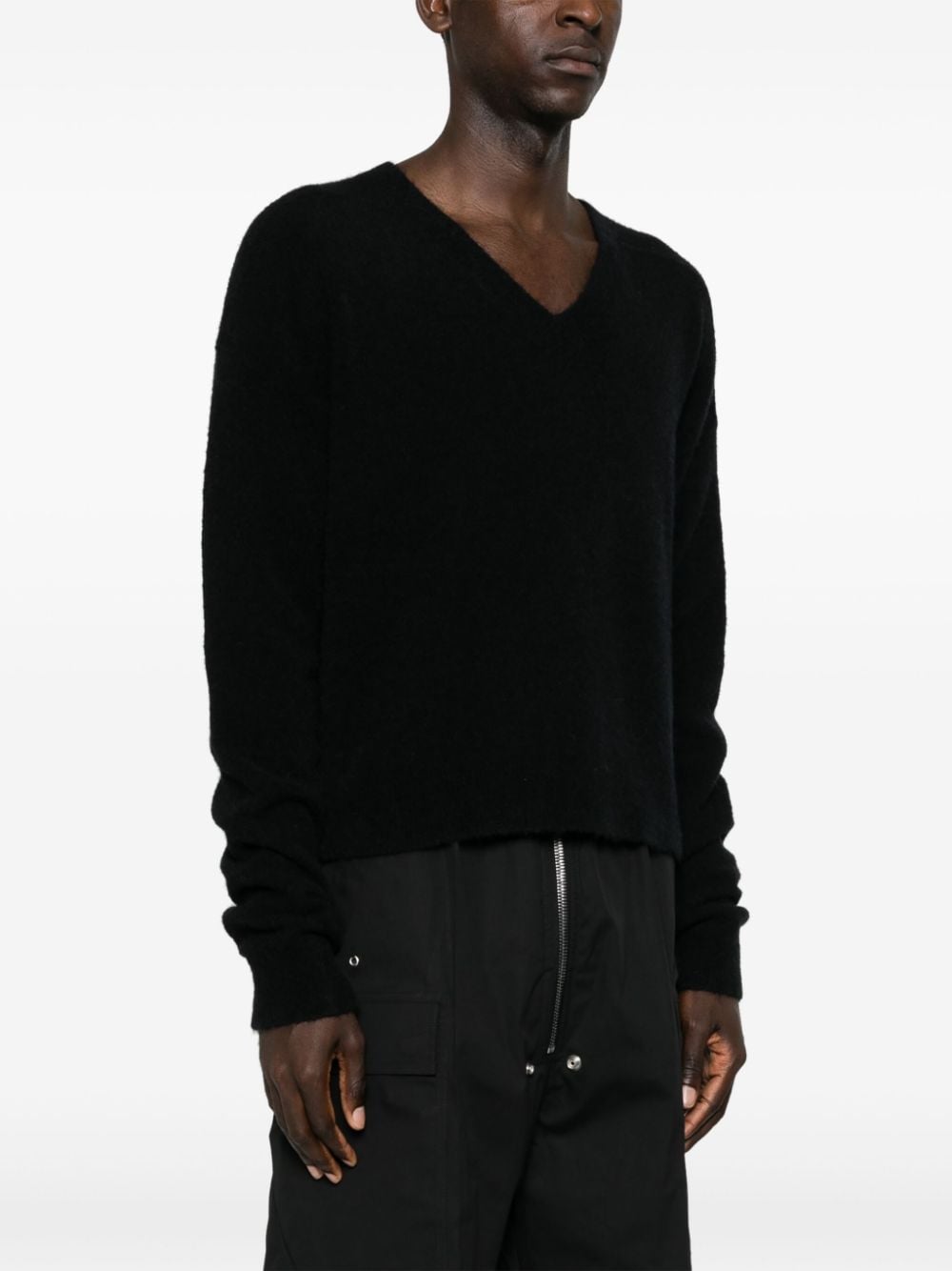 Shop Rick Owens V-neck Drop-shoulder Jumper In Black