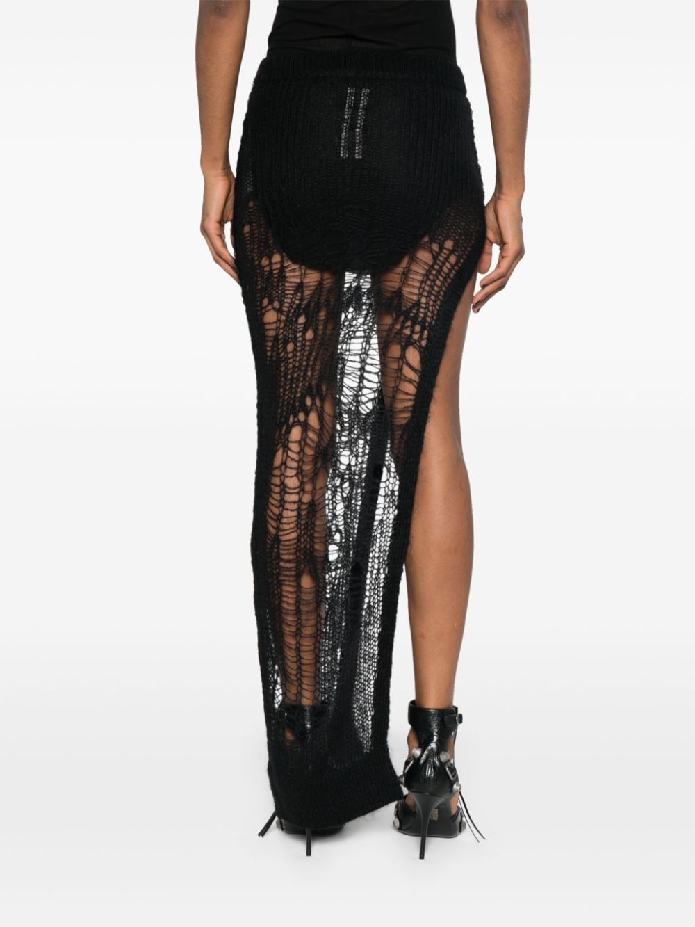 Shop Rick Owens Spider Ziggy Open-knit Skirt In Black