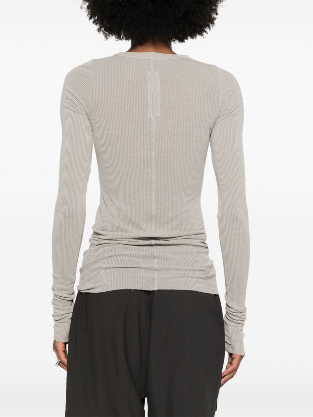 Shop Rick Owens Rib Ls T Ribbed T-shirt In Grey