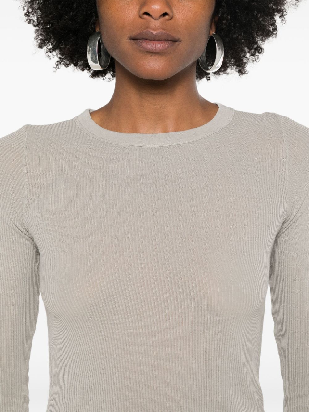 Shop Rick Owens Rib Ls T Ribbed T-shirt In Grey