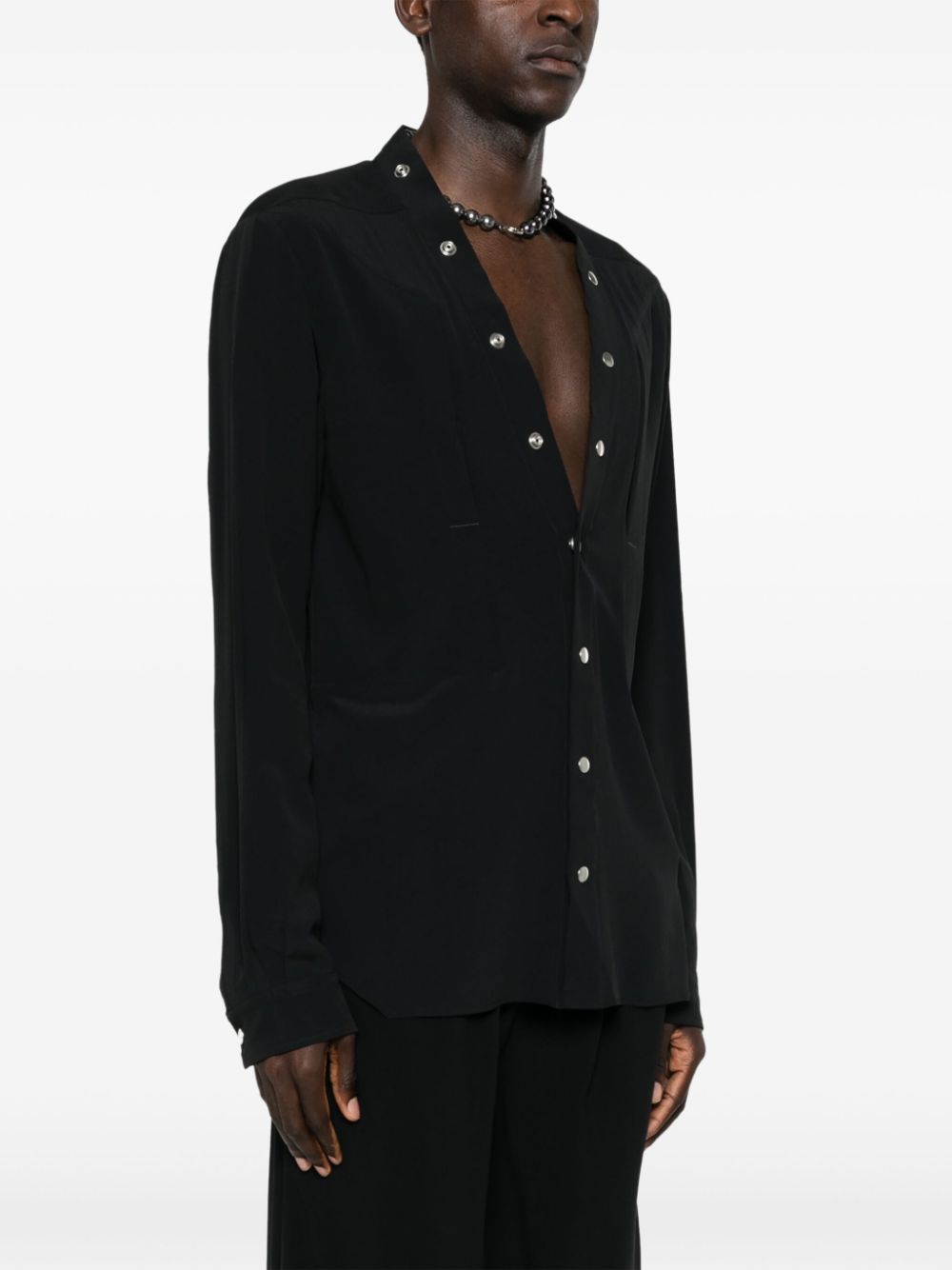 Shop Rick Owens Crepe Press-stud Shirt In Black