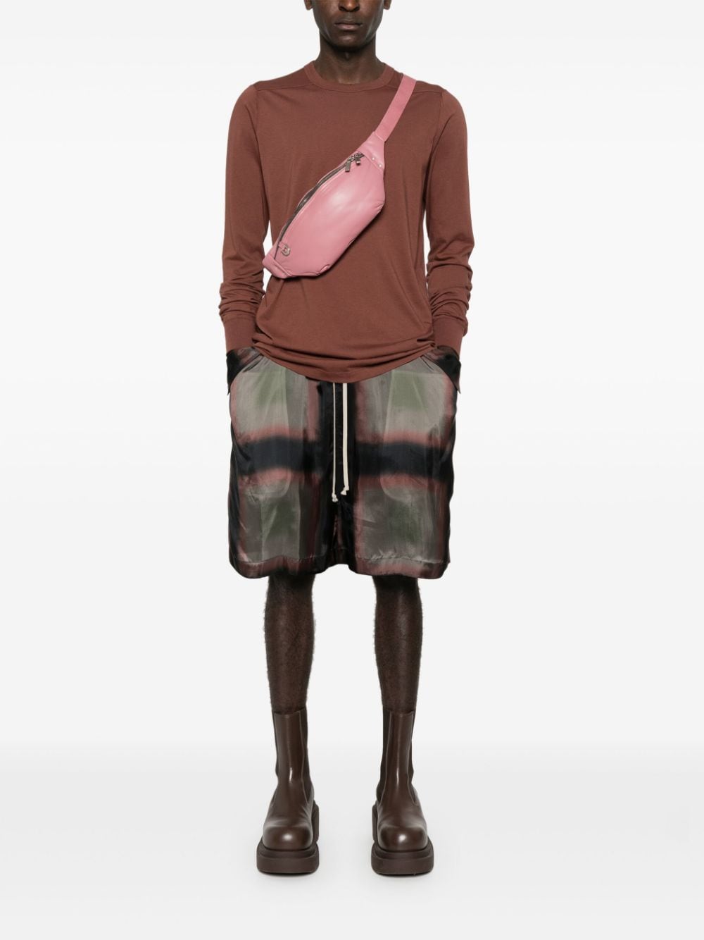 Shop Rick Owens Abstract-print Shorts In Black