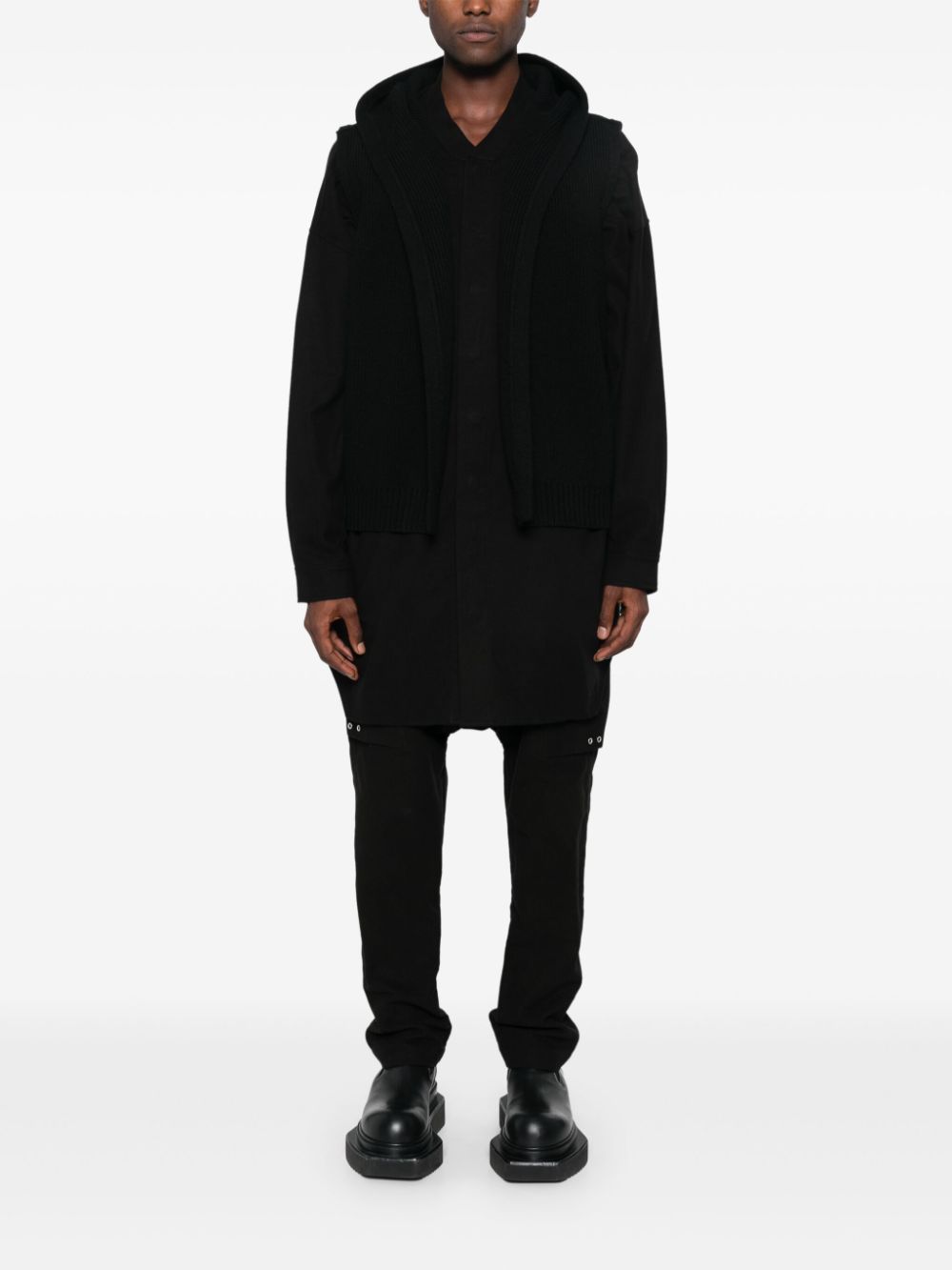 Rick Owens Wollen hoodie - Zwart