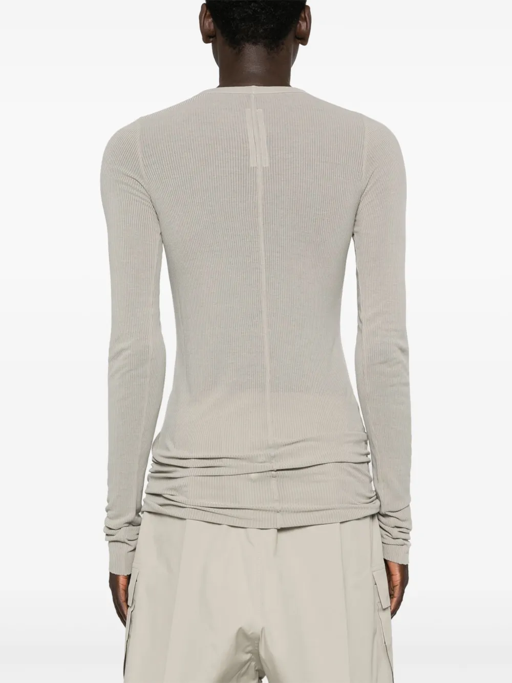 Rick Owens Ribbed Long-sleeves T-shirt In Grey