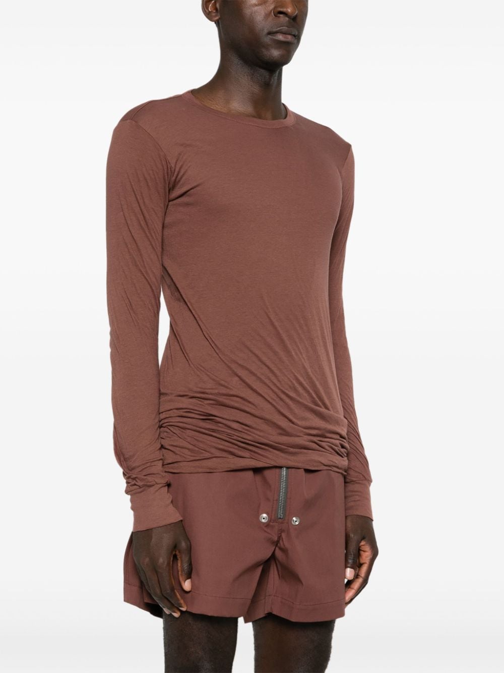 Shop Rick Owens Double Organic Cotton T-shirt In Brown