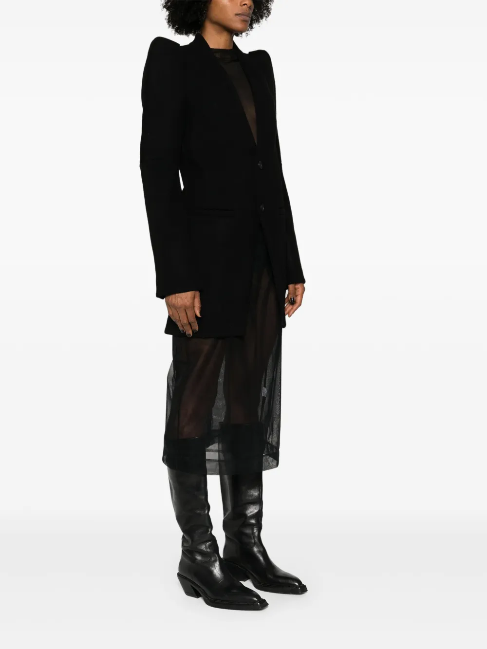 Rick Owens Metro Blazer-mantel Aus Wolle In Schwarz