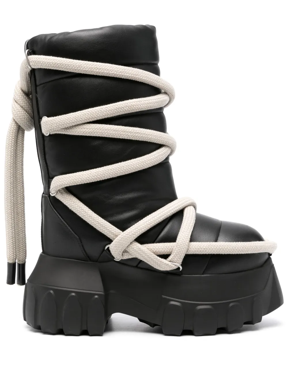 Rick Owens Black Concordians Lunar Mega Tractor Boots In Black
