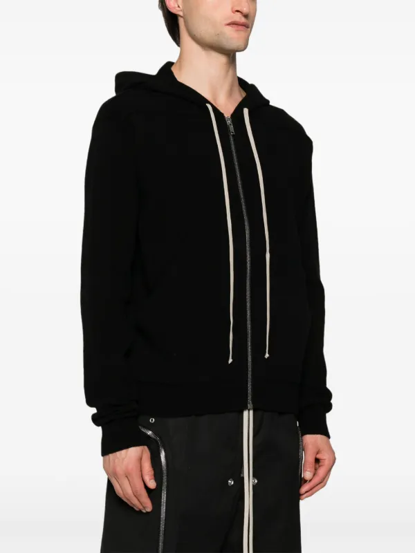 【Rick Owens】 HOODIE Rick Owens fine-knit zip-up Hoodie | Black | FARFETCH