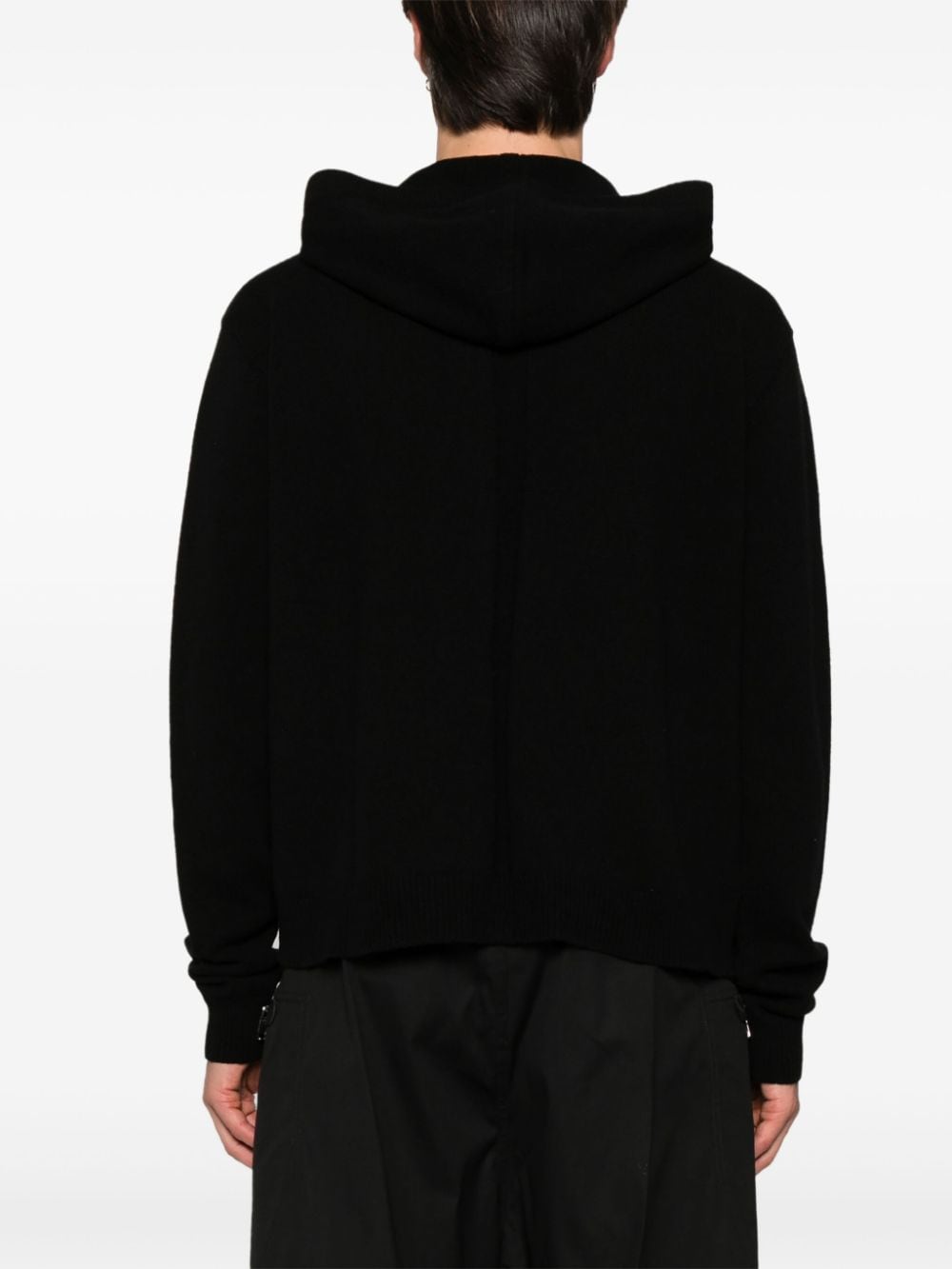 Shop Rick Owens Fine-knit Zip-up Hoodie In Black