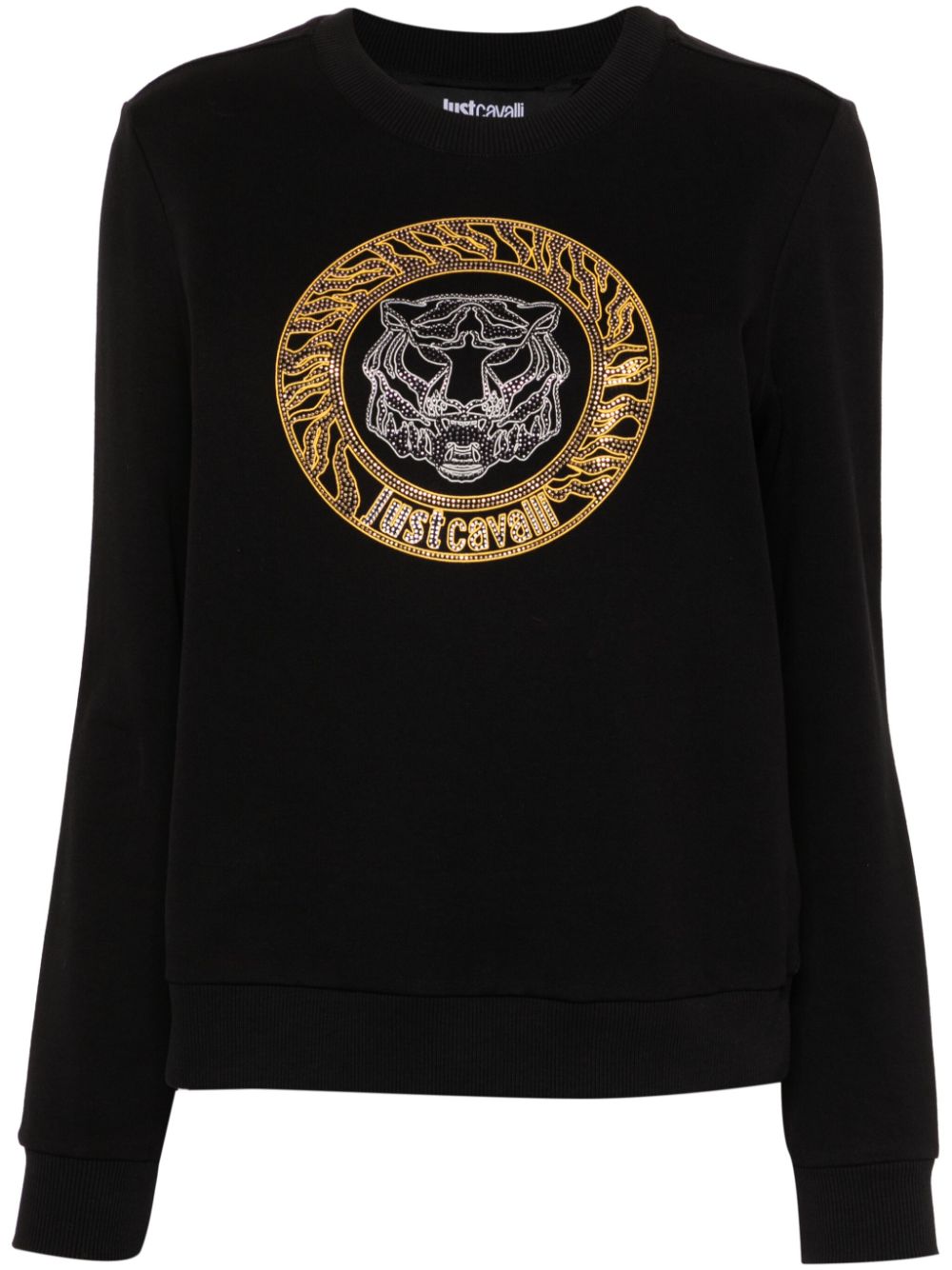 Just Cavalli Tiger Head cotton sweatshirt - Black