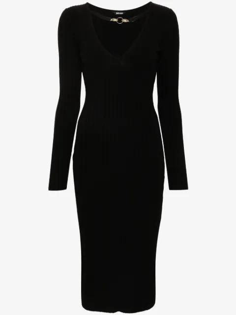 Just Cavalli vestido midi con diseño tejido y cuello en V