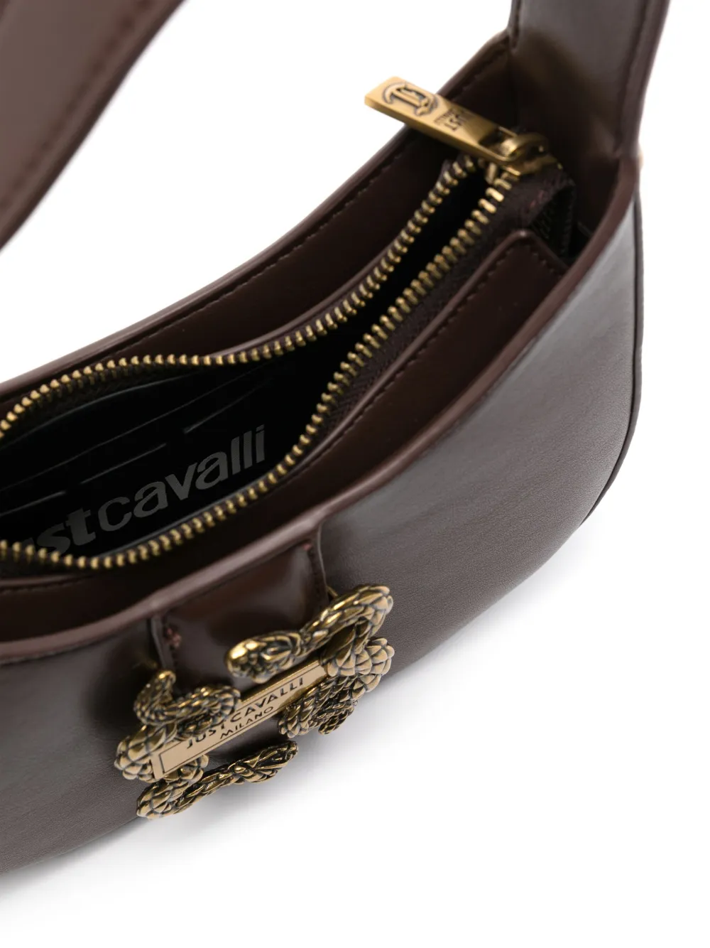 Just Cavalli Logo-buckle Tote Bag In Brown