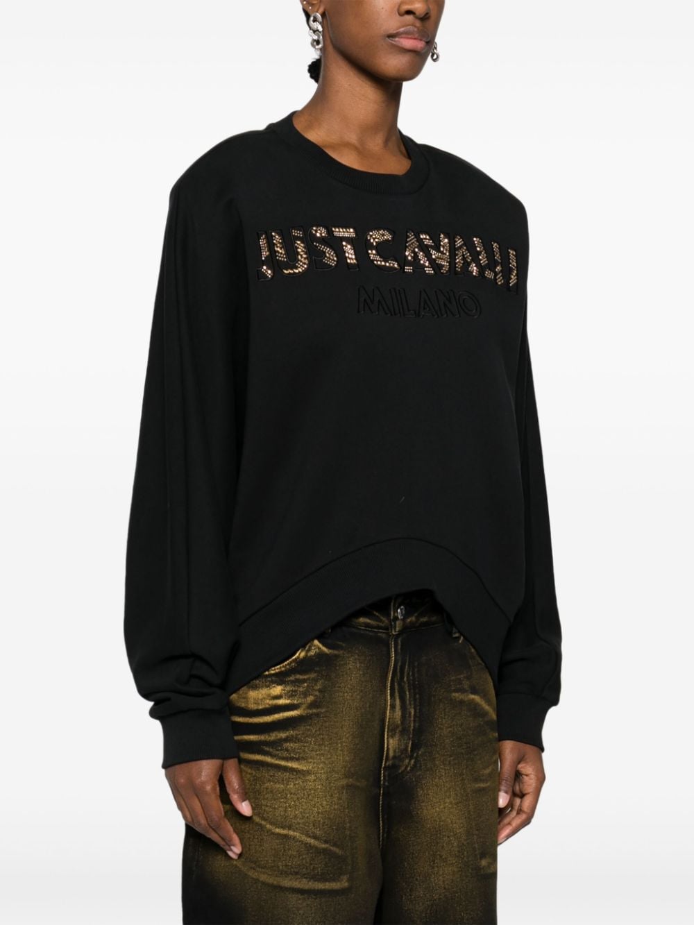 Shop Just Cavalli Stud-detail Cotton Sweatshirt In Black