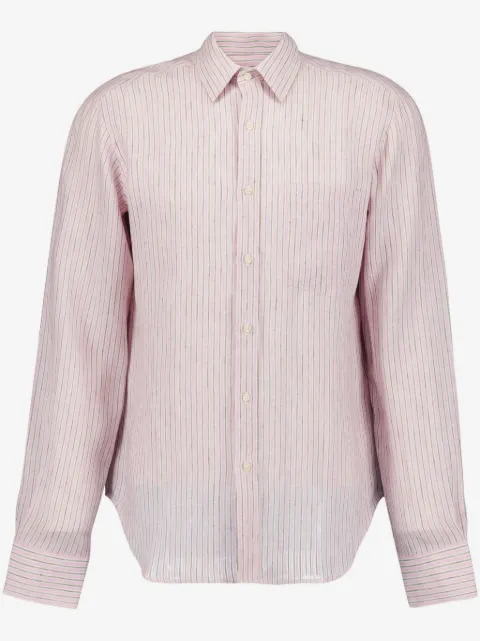 120% Lino camisa con rayas estampadas