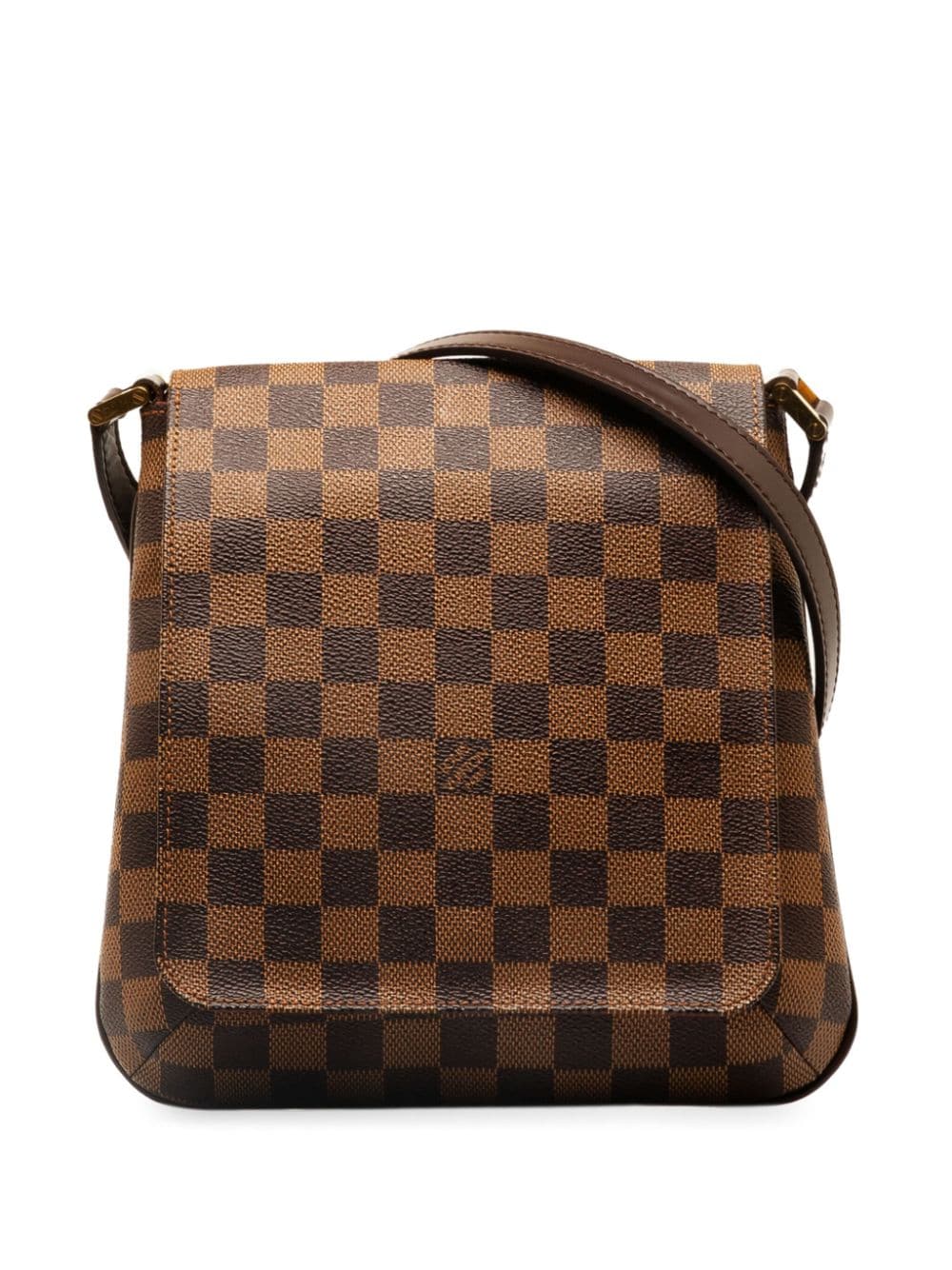 Pre-owned Louis Vuitton 2004 Damier Ebene Musette Salsa Long Strap Crossbody Bag In Brown