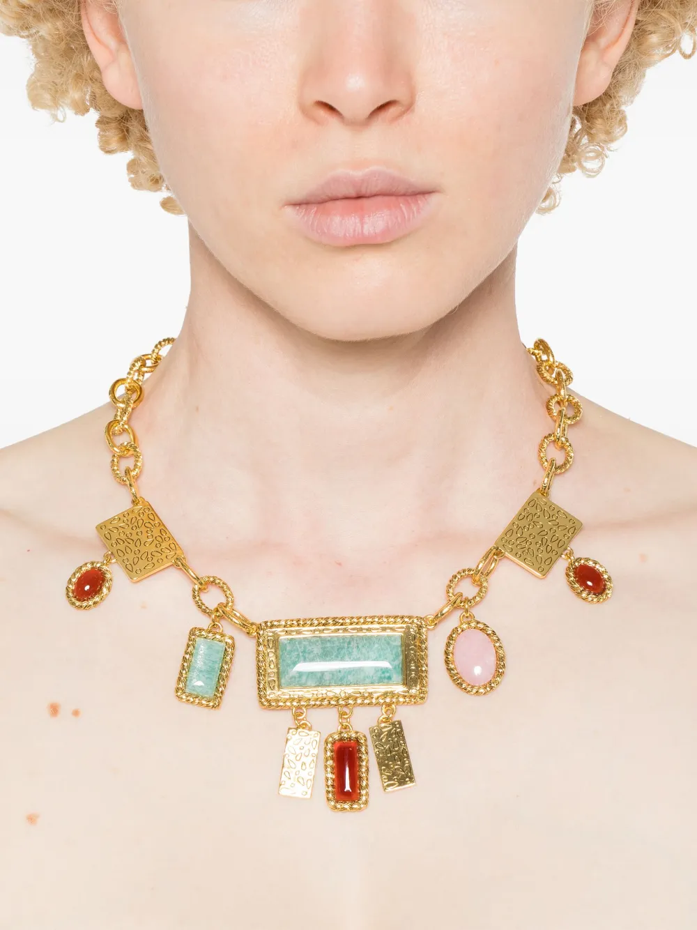 Aurelie Bidermann Malli Multi-stone Necklace In Gold