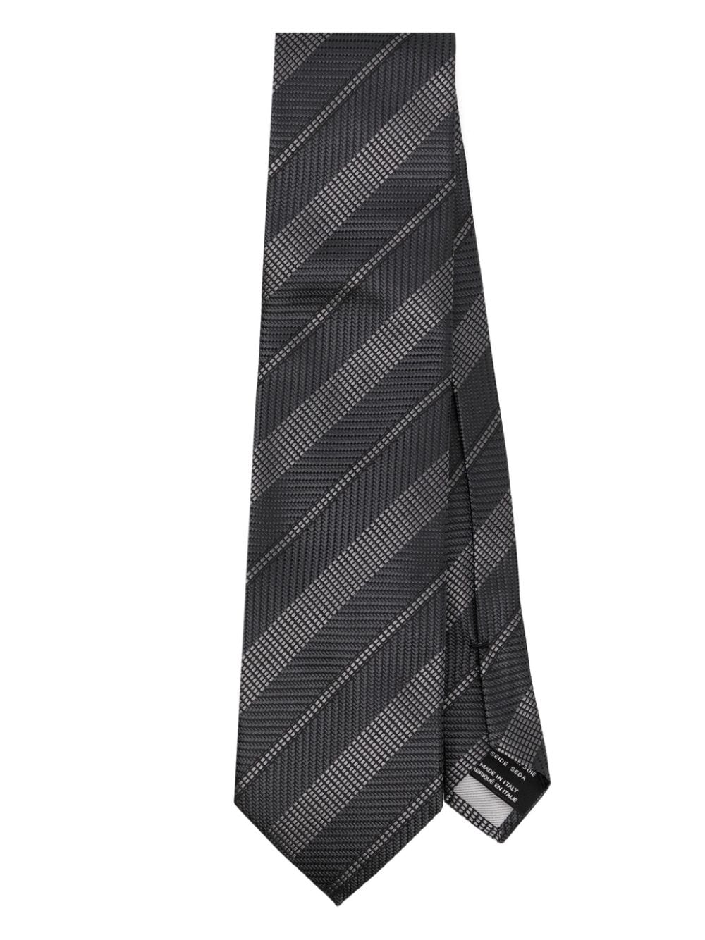 Tom Ford Striped Jacquard Tie In Black