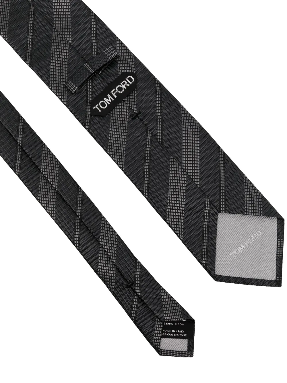 TOM FORD striped jacquard tie - Zwart