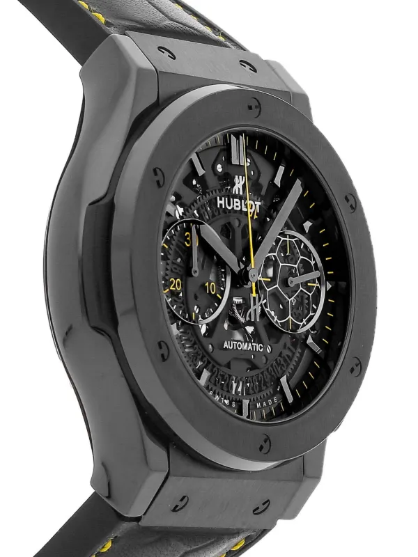 Hublot pre owned Classic Fusion Aerofusion Chronograph 45mm men ceramic Leather One Size Black