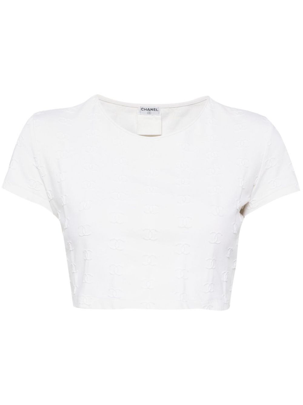 Affordable HOT SALE CHANEL 1990-2000s CC-embroidered cropped T-shirt Women