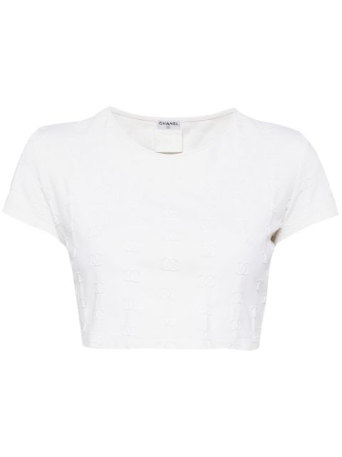 CHANEL 1990-2000s CC-embroidered cropped T-shirt Women