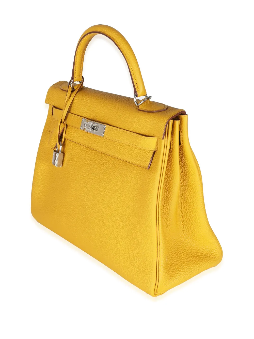 Pre-owned Hermes 2018 Kelly 32 Retourne Two-way Handbag In Yellow