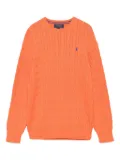 POLO RALPH LAUREN KIDS cable-knit cotton sweater - Orange