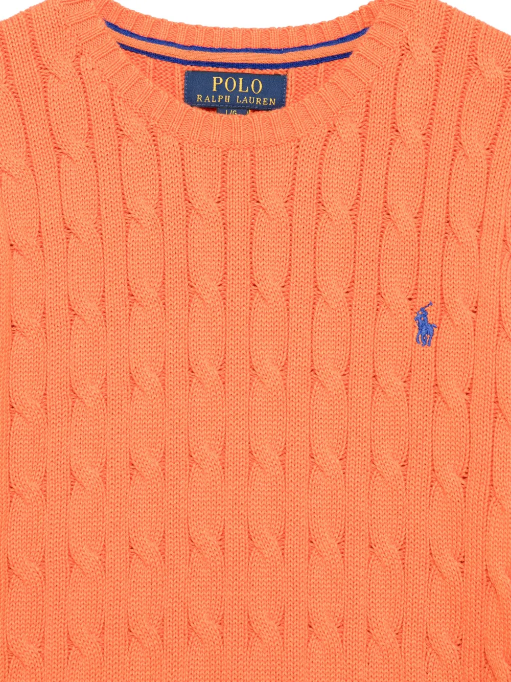 POLO RALPH LAUREN KIDS Kabelgebreide katoenen trui Oranje