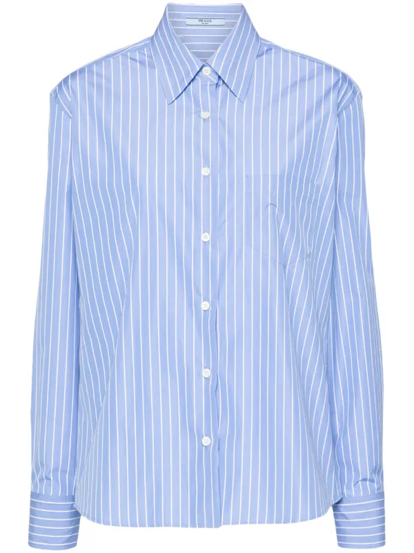 PRADA ストライプ 長袖シャツ 39 15.5 Prada ストライプ シャツ | FARFETCH JP