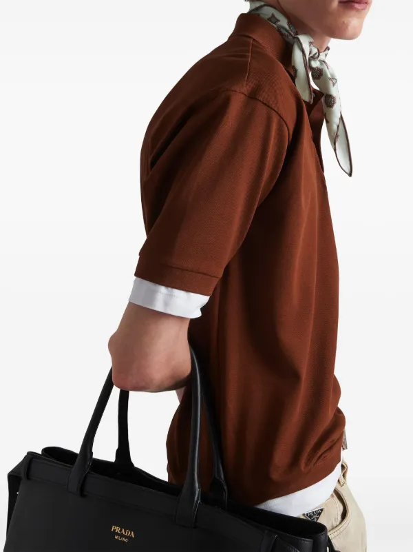 Prada Layered Cotton Polo Shirt | Brown | FARFETCH