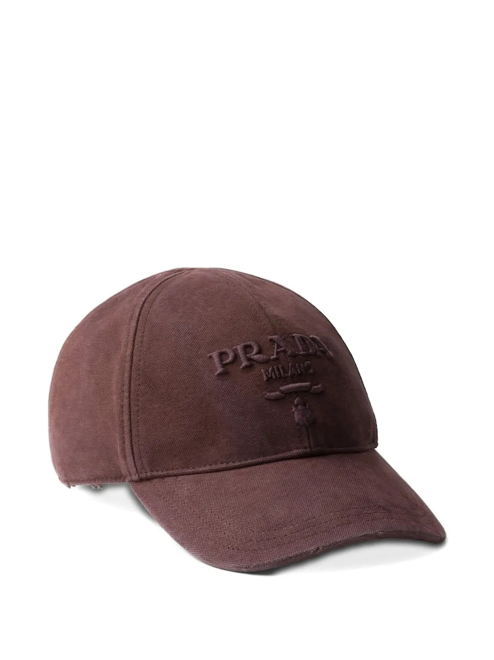 Prada Canvas Baseball Cap In Burgundy