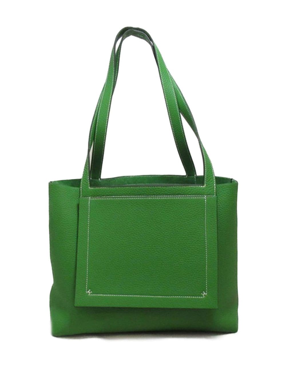 Pre-owned Hermes 2023 Taurillon Clemence Cabasellier 31 Tote Bag In Green