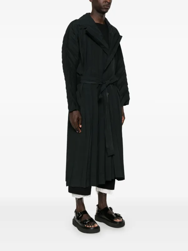 Homme Plissé Issey Miyake Edge Pleated Long Coat | Black