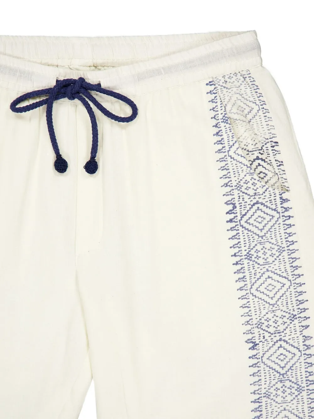 Baziszt Gestreepte straight broek met trekkoord Wit