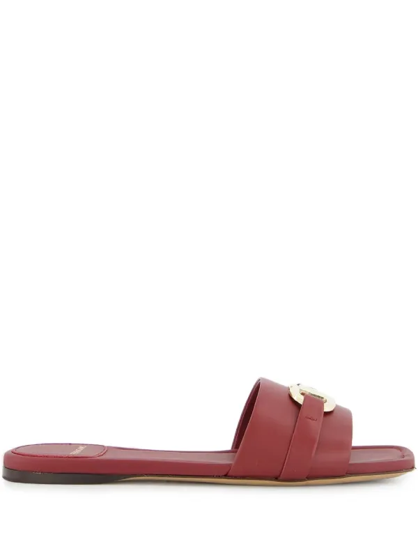 Ferragamo Leah Flat Slides Red FARFETCH JO
