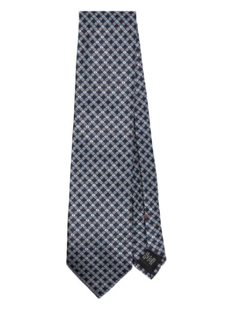 Zegna check patterned-jacquard silk tie