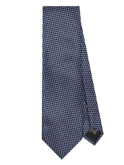 Zegna check patterned-jacquard silk tie