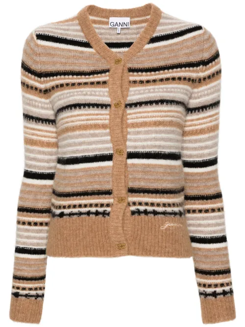 Cardigan rayé à boutons logo - GANNI - Modalova
