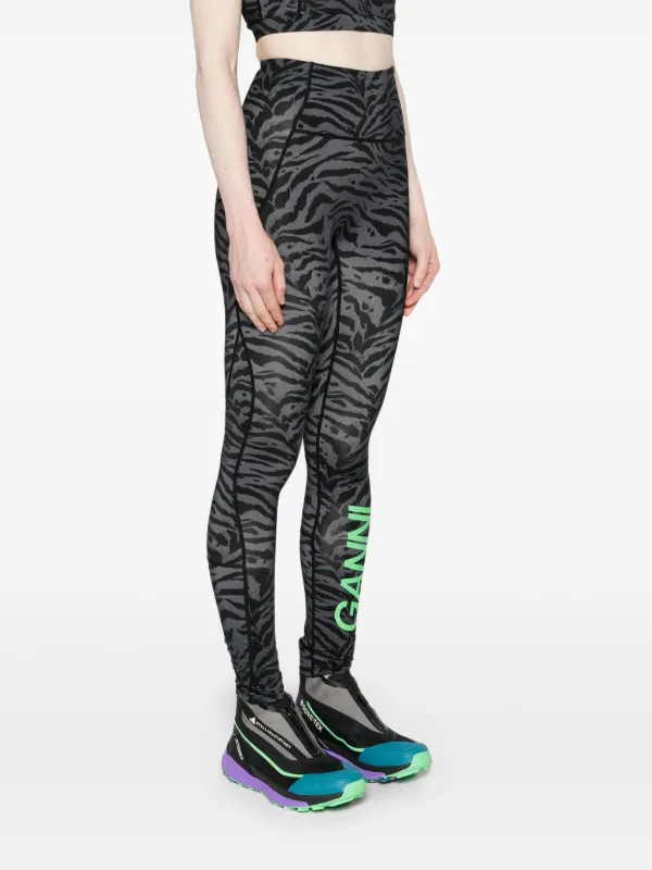 GANNI zebra print high waisted Leggings Grey FARFETCH CA