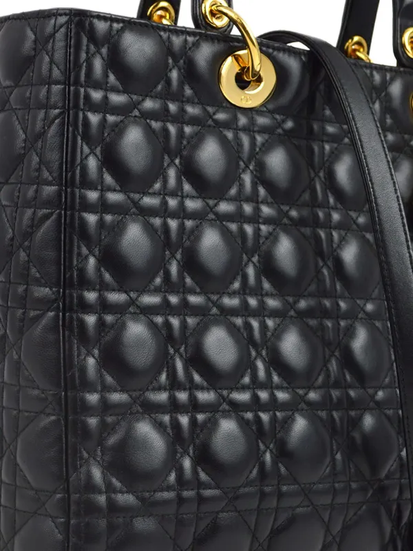 Christian Dior Pre Owned 2012 Lady Dior Cannage two way Bag Black FARFETCH AZ