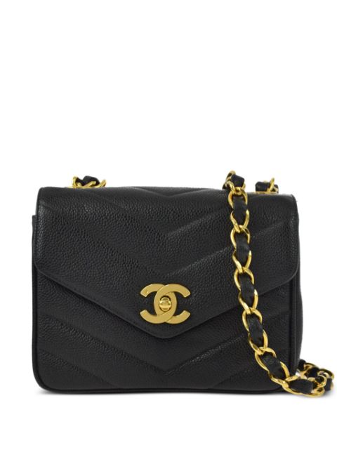 HOT SALE CHANEL 1995 mini V-Stitch Square shoulder bag Women