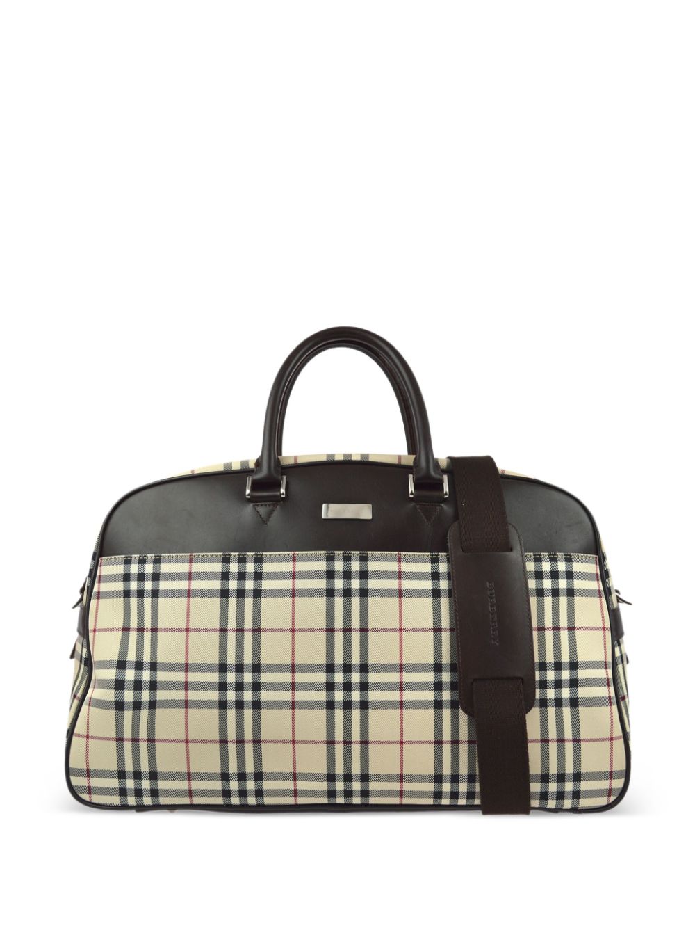 Pre-owned Burberry 1990-2000s Checked Two-way Duffle Bag In 褐色