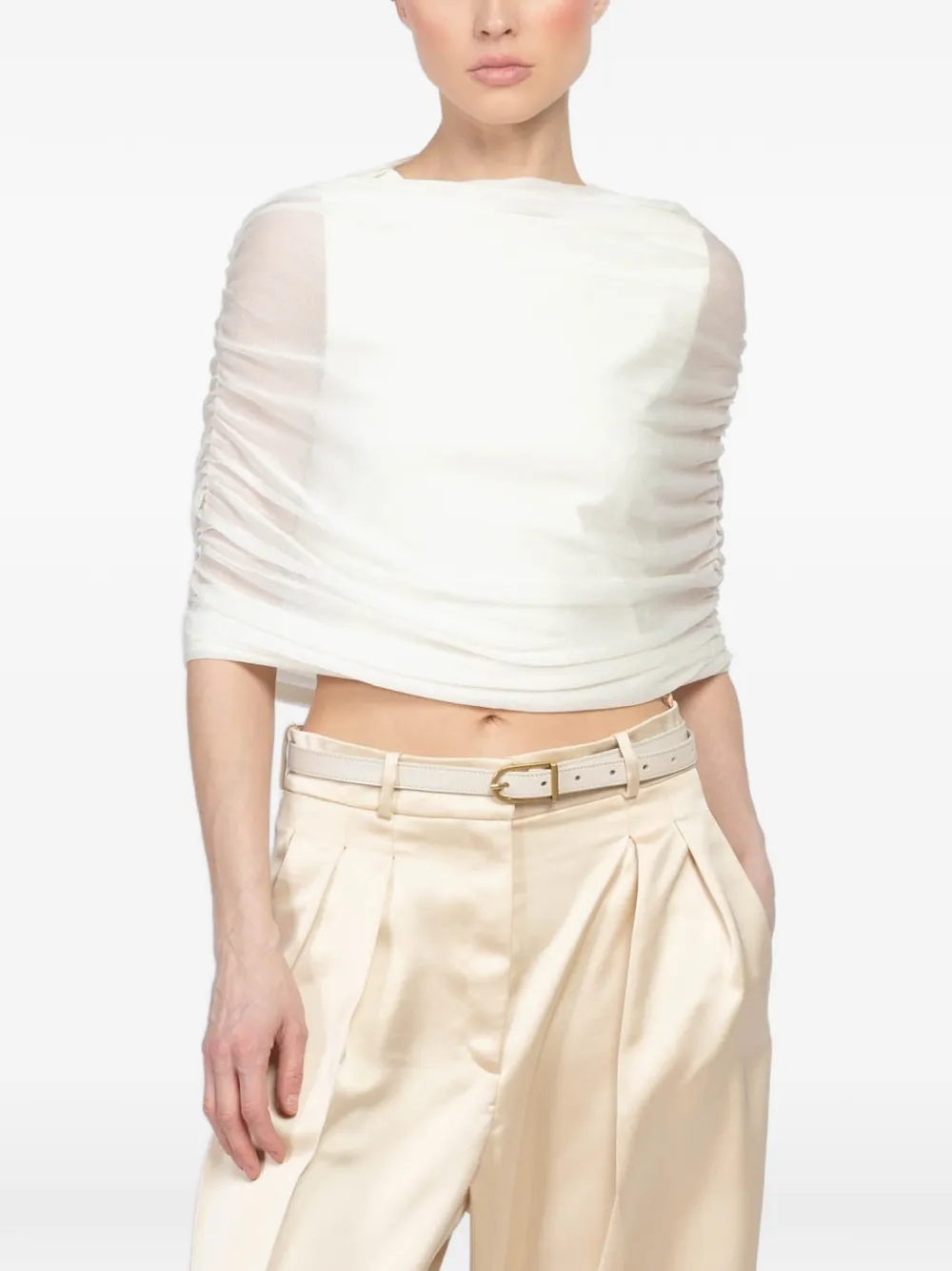 Brandon Maxwell ruched sleeveless vest - Bianco