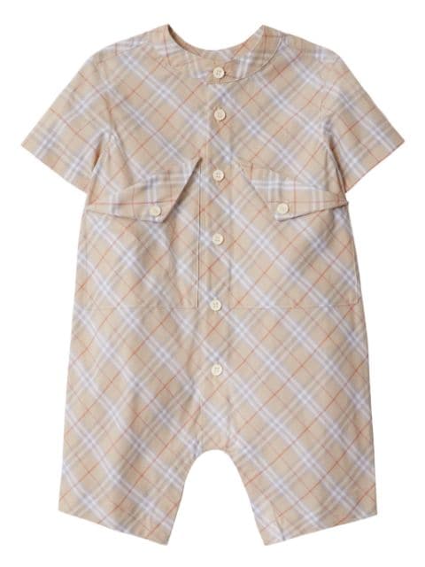 Burberry Kids check cotton playsuit