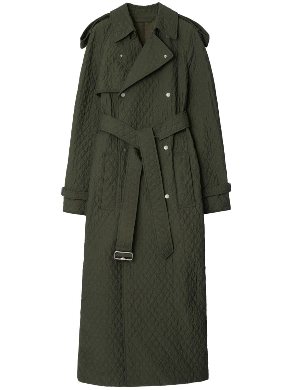 Shop Burberry Double-breasted Quilted Trench Coat In Green