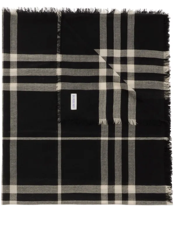 Burberry Cachecol De Lã Xadrez GG | Preto | FARFETCH BR