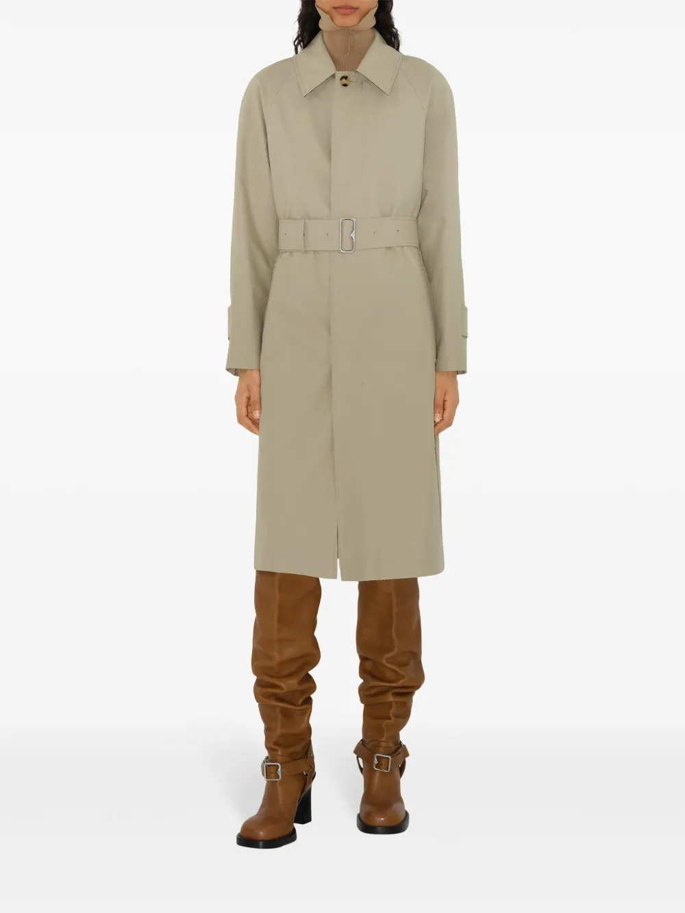 Shop Burberry Cotton Gabardine Coat In 褐色