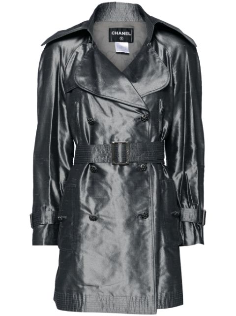 HOT SALE CHANEL 2008 double-breasted silk trench coat Women