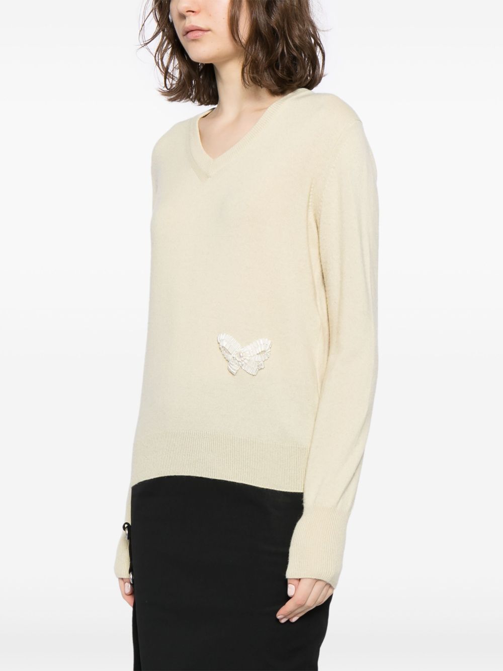 Affordable HOT SALE CHANEL 2000s butterfly applique cashmere jumper Women