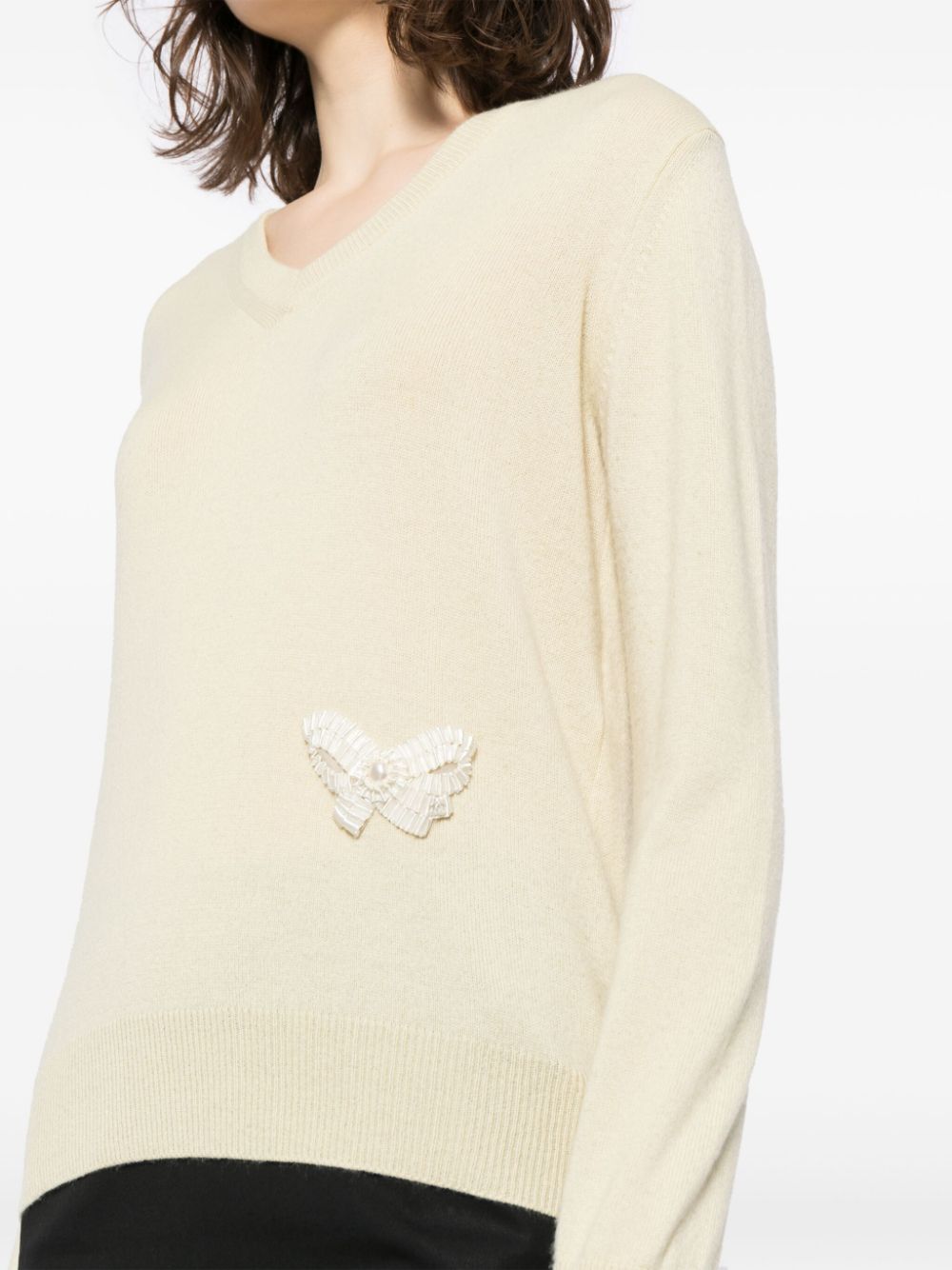 Affordable HOT SALE CHANEL 2000s butterfly applique cashmere jumper Women